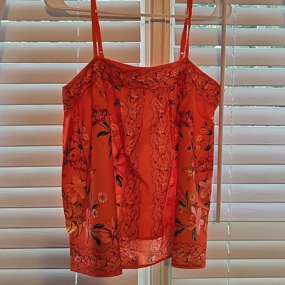 Floral Orange Women's  Crop Top - Picture 3 of 5